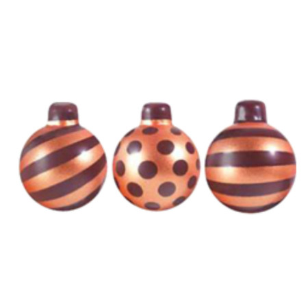 Christmas Balls Dark Chocolate Candy Bronze 3 Designs 3.7X3 Cm