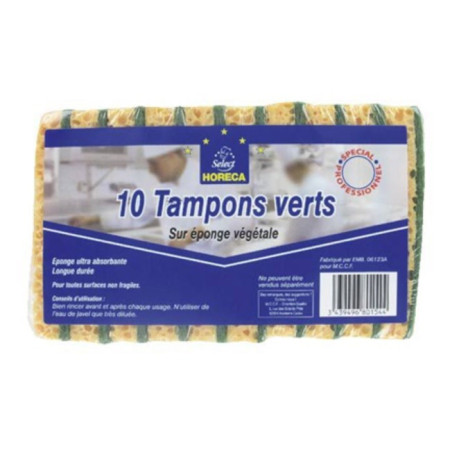 Green Pad On Vegetable Sponge X 10